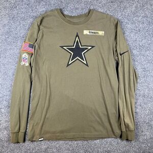 Nike Dallas Cowboys T Shirt Mens M Green Long Sleeve Military USA Flag Army